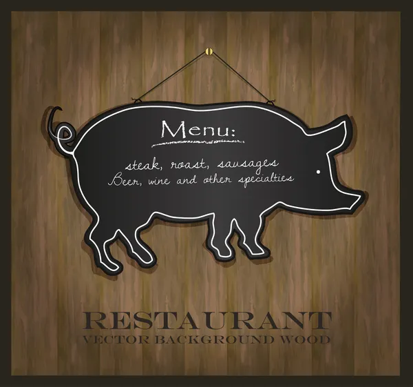 Vettore Lavagna maiale ristorante carta menu — Vettoriale Stock