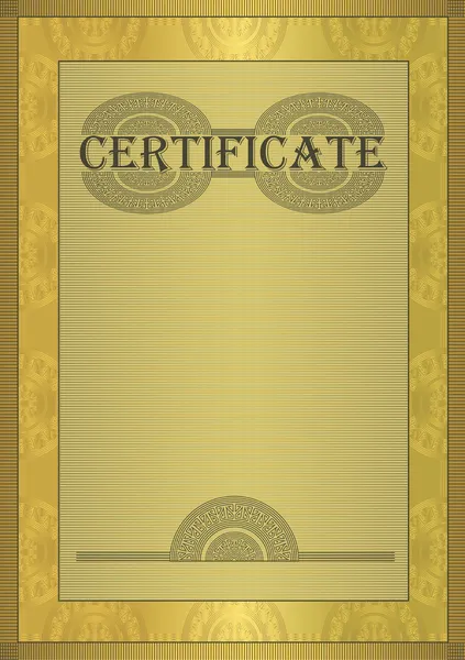 Raster certyfikat złoty ornament rama — Zdjęcie stockowe