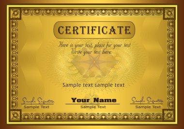 Certificate gold frame clipart