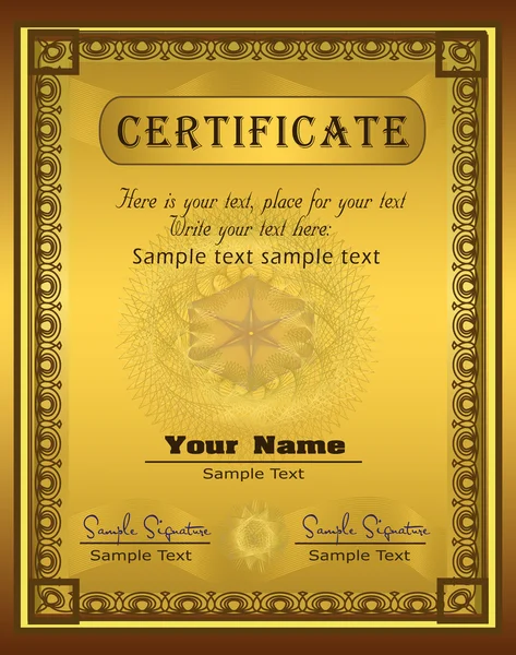 Vektorové certifikátu zlatý rámeček vertikální — Stockový vektor