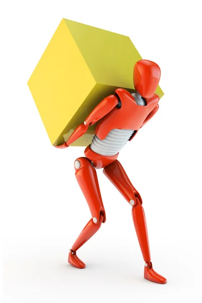 Robô entregando caixa grande — Fotografia de Stock