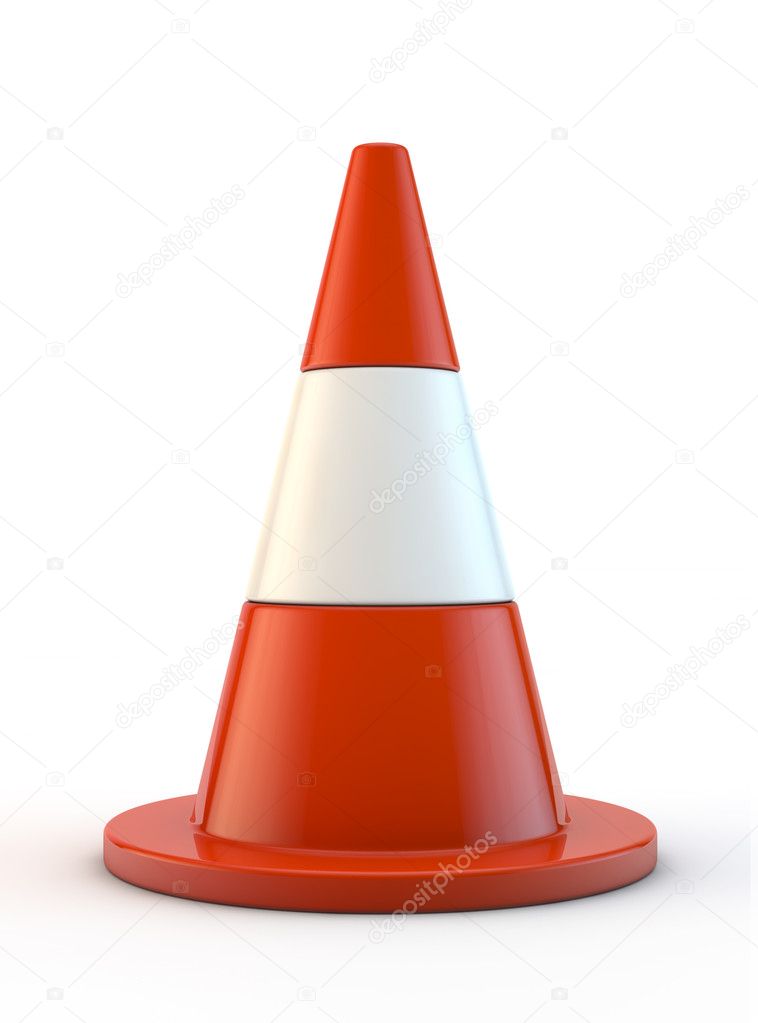 Red traffic cone isolated