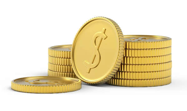 Hromady zlatých mincí, samostatný — Stock fotografie