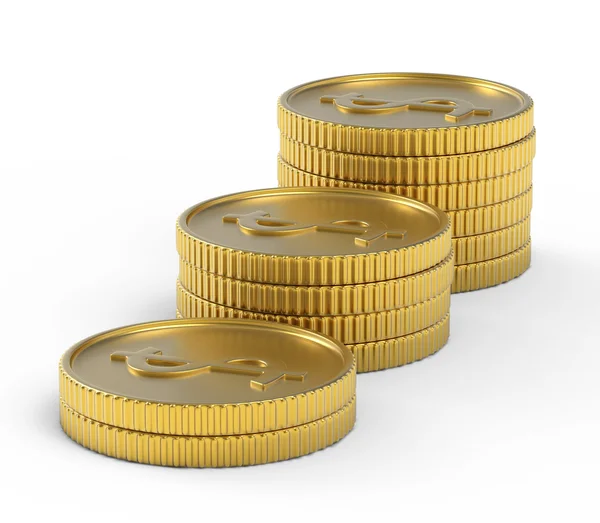 Pile of golden coins isolated — Stock Photo, Image