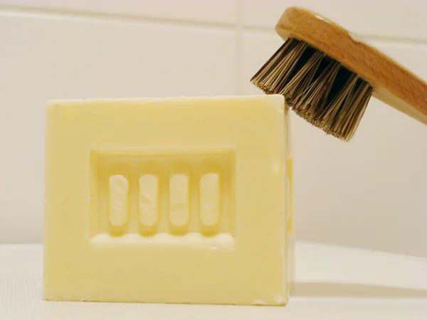 Sabão e escova — Fotografia de Stock