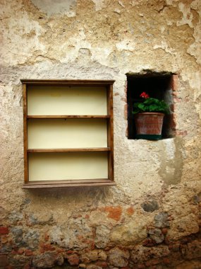 Wall, alcove, vase and bookcase clipart