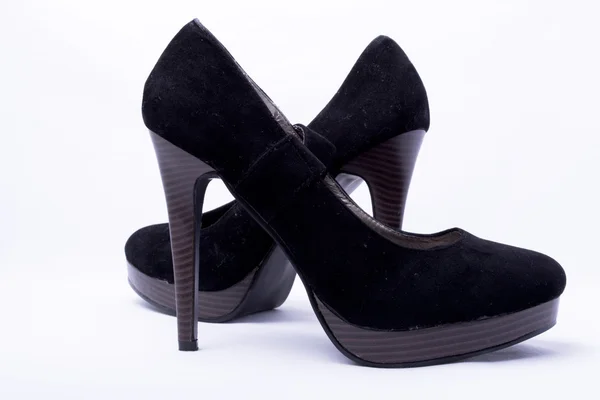 Czarne buty na wysokim obcasie kobiet — Zdjęcie stockowe