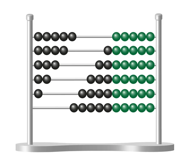 Abacus, fekete és zöld golyó — Stock Vector