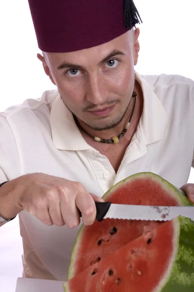 stock image Man with watermelon