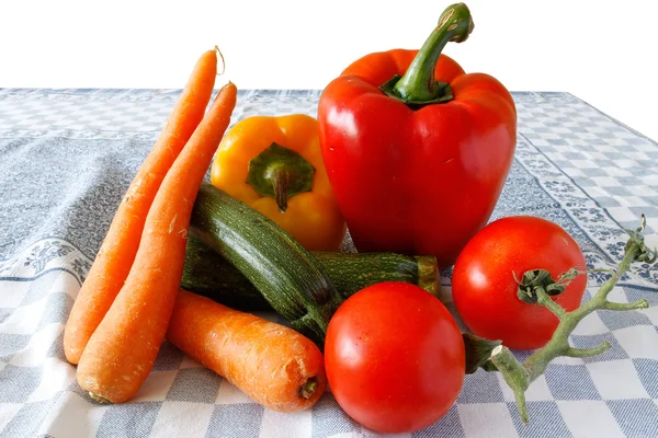Rå grøntsager på dugen - Stock-foto