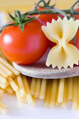 Italian pasta tomato and basil clipart