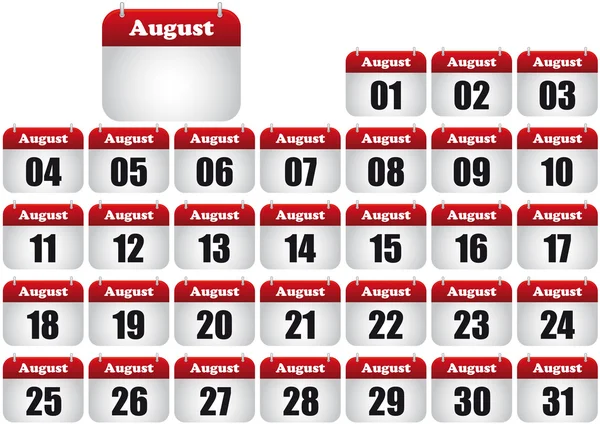 Augusztus naptár — Stock Vector
