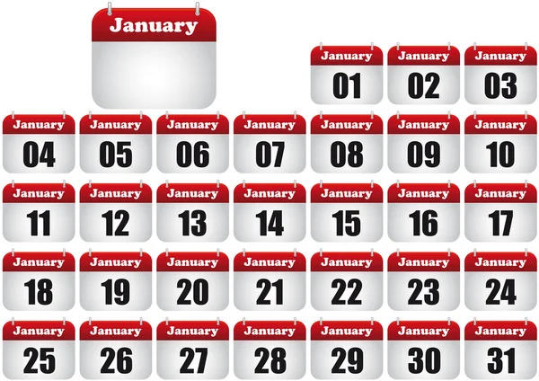 Január calendar — Stock Vector