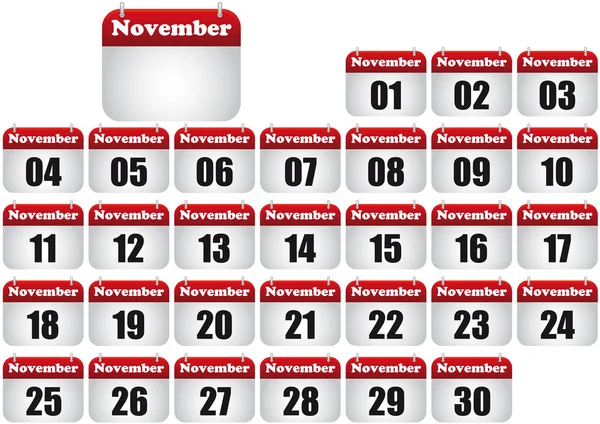 Kalendarz listopad — Wektor stockowy