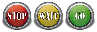 stop wait go colored icons clipart