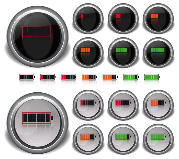 Définir des icônes de niveau batterie — Image vectorielle