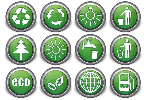 Conjunto eco ícones verdes — Vetor de Stock