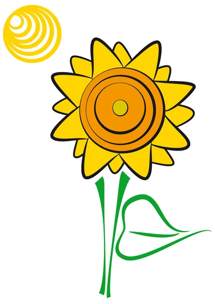 Κίτρινο ηλιοτρόπιου και ήλιο — Διανυσματικό Αρχείο