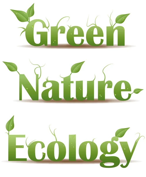 Zelený text příroda a ekologie — Stockový vektor