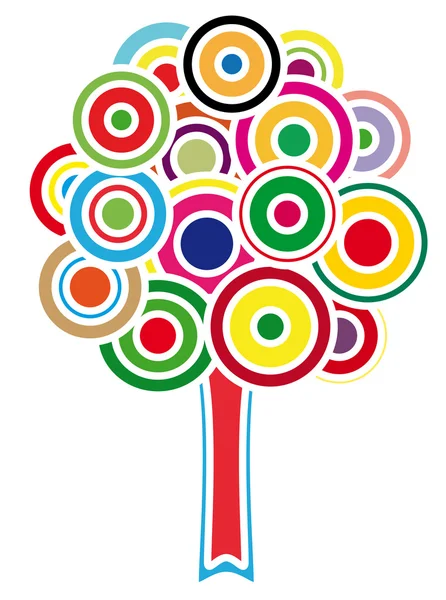 Baum mit bunten Kreisen für Laub — Stockvektor