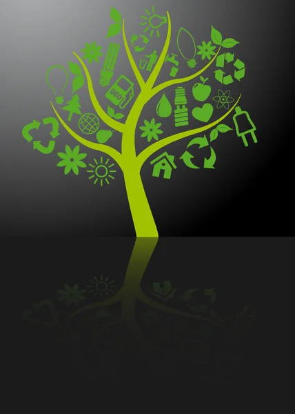 Drzewo ekologia z odbiciem — Wektor stockowy