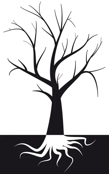 Tree with root under ground — Stok Vektör