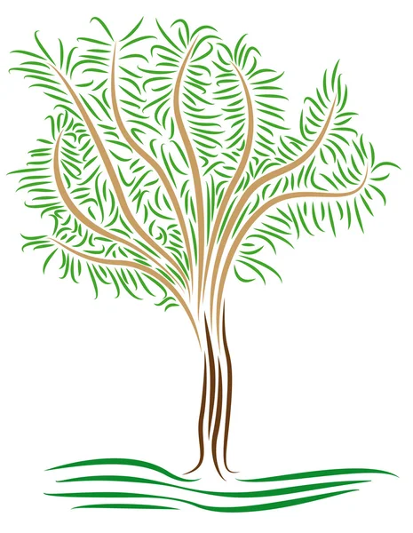 Στυλιζαρισμένη δέντρο με γραμμές — Διανυσματικό Αρχείο
