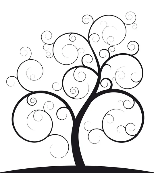Чорний спіраль дерево — стоковий вектор