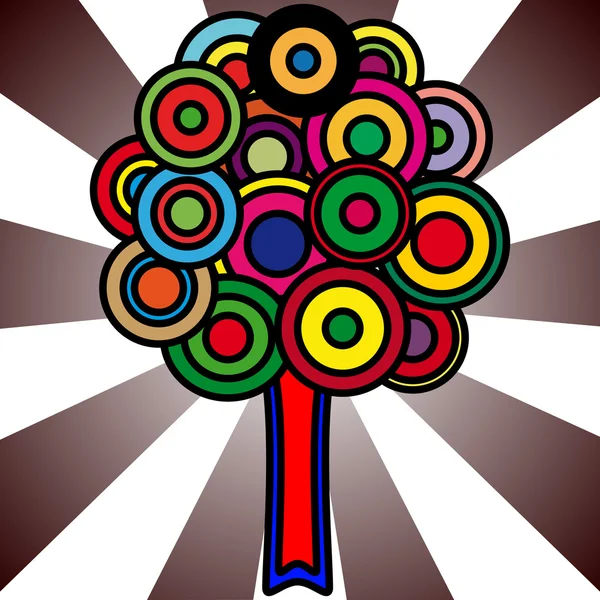 Δέντρο με πολύχρωμο κύκλους για το φύλλωμα — Διανυσματικό Αρχείο
