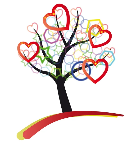 Árvore com símbolo de coração — Vetor de Stock