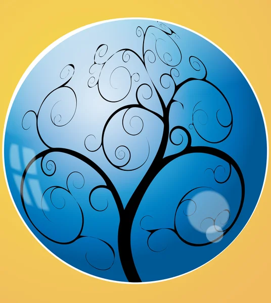 Swirl tree in the sphere — Stock Vector