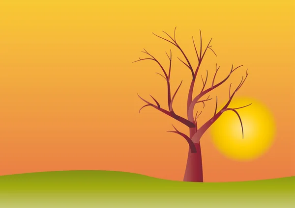 Arbre stylisé au coucher du soleil — Image vectorielle