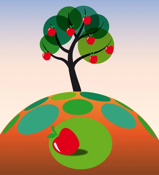 Pommier sur herbe — Image vectorielle