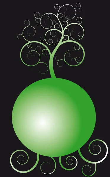 Arbre sur la sphère verte — Image vectorielle