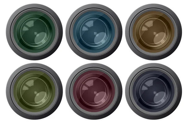 Impostare l'obiettivo della fotocamera a colori — Vettoriale Stock