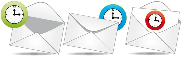 E-Mail-Uhr-Symbole setzen — Stockvektor