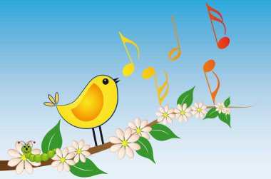 yellow bird song clipart