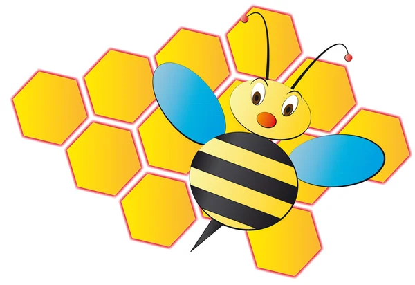 Bee tecknade med bikupa — Stock vektor