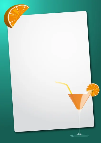 Orange cocktail sheet — Stock Vector