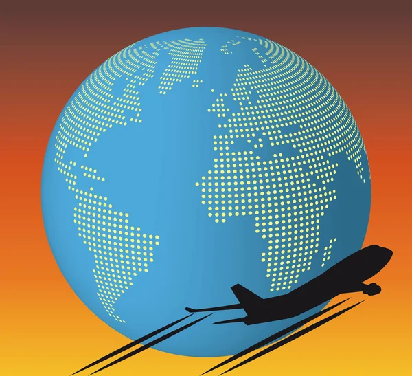 Wereld vliegtuig — Stockvector