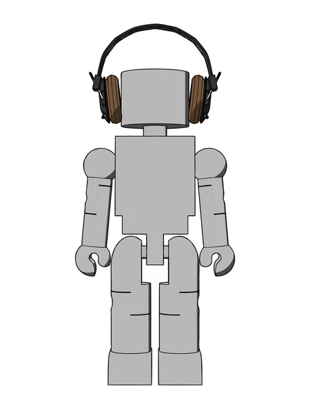 Block Figure With Headphones — Stock Photo, Image