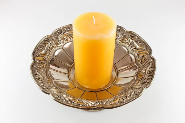 Old bowl candle — Stock Photo, Image