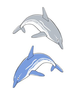 Cute jumping dolphins clipart