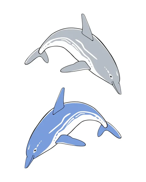 Cute jumping dolphins — Stock Vector