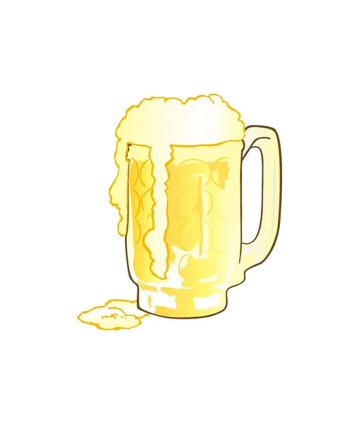 Bierkrug mit überquellendem Schaum — Stockvektor