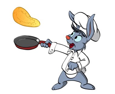 Bunny cooking pancake clipart
