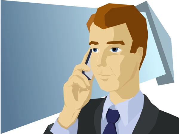 Homme d'affaires stylisé parler le téléphone mobile — Image vectorielle
