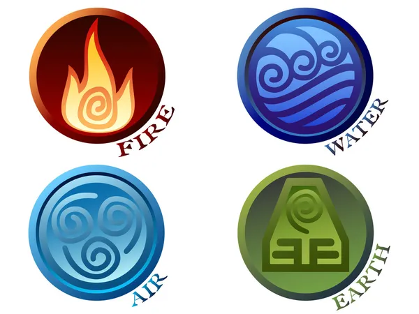 Symbols four elements of nature — Stock Vector