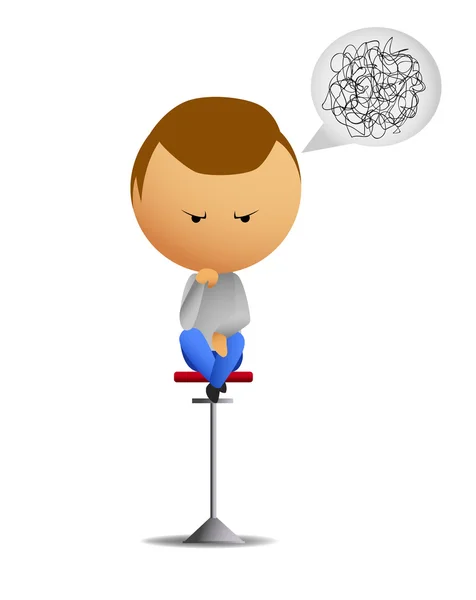 Thinking man sitting on tall chair — Stock Vector
