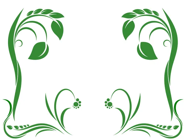 Groene abstract ornament met blad — Stockvector